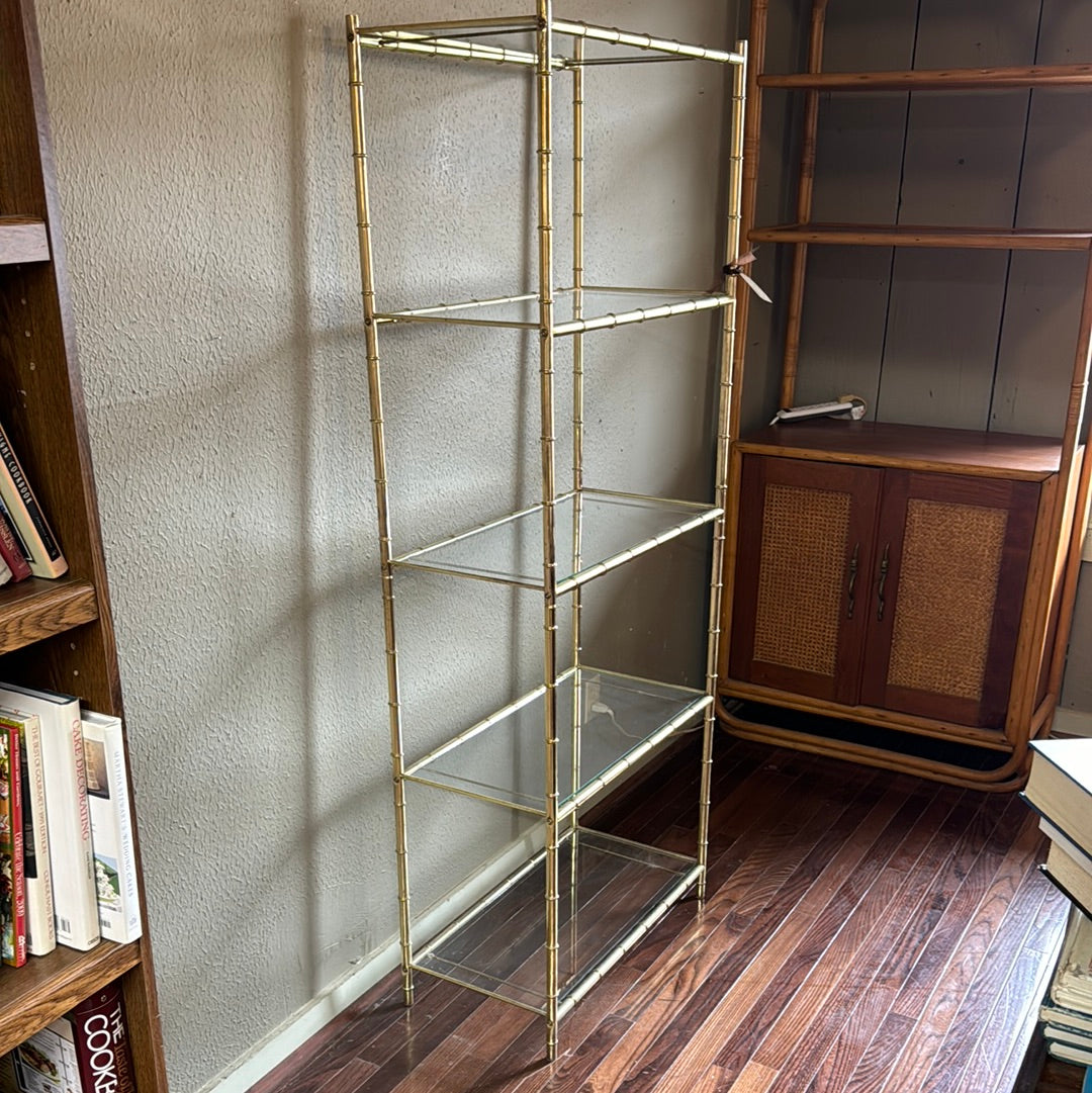 Brass and Glass Shelving Unit