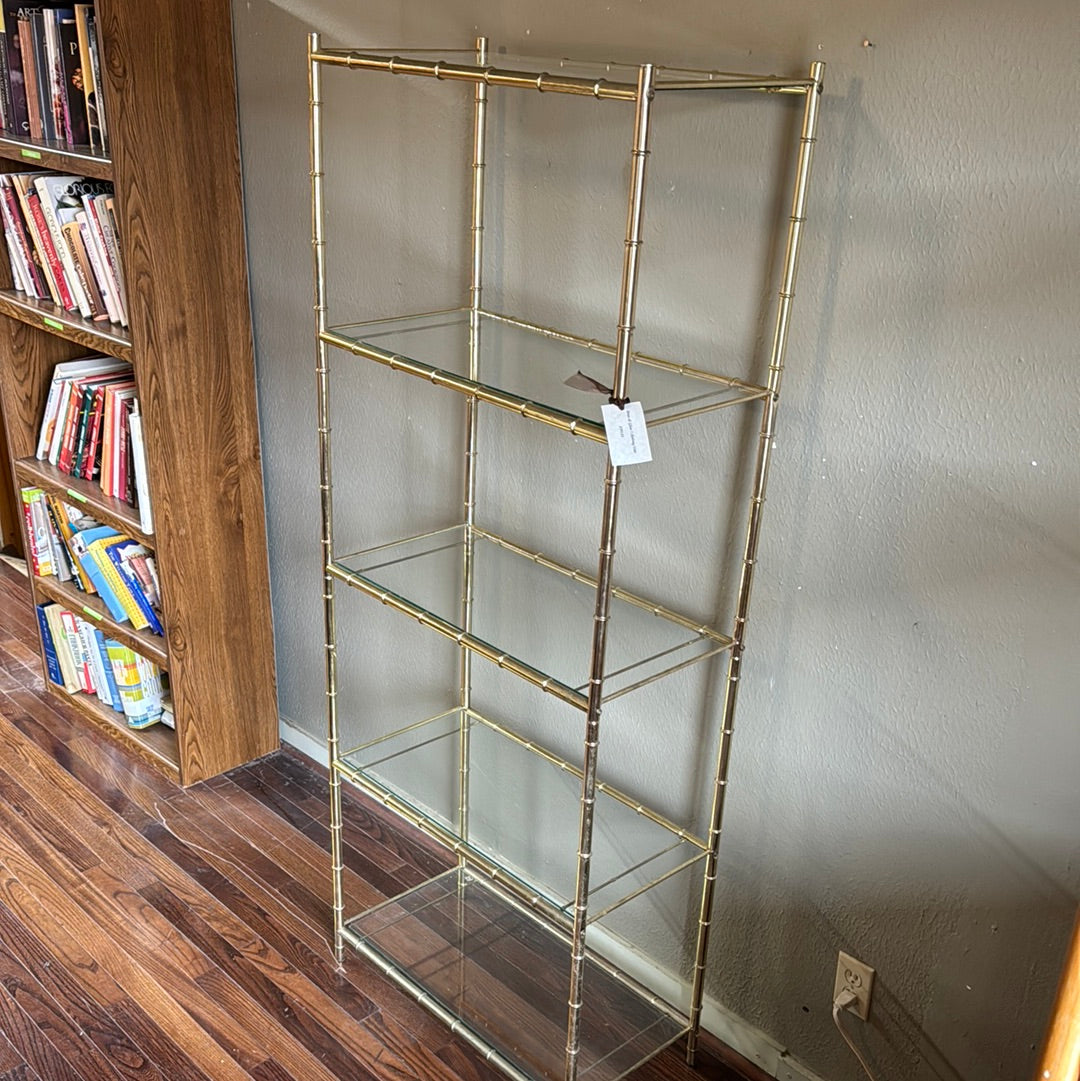 Brass and Glass Shelving Unit