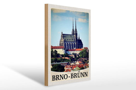 Brno City Church Czech Republic Wooden Sign