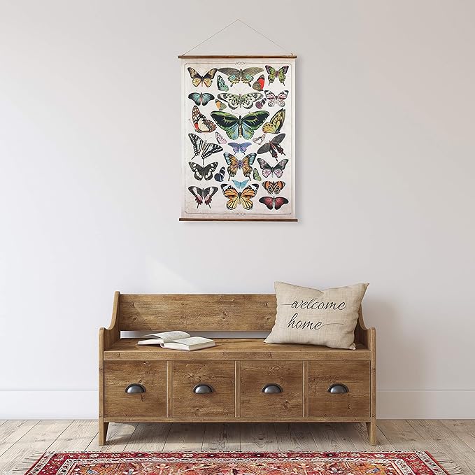 Scroll Wall Decor with Butterflies and Hanger