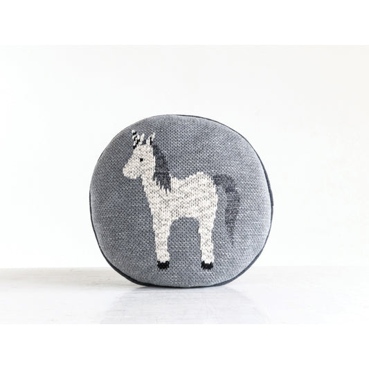 Cotton Knit Unicorn Pillow