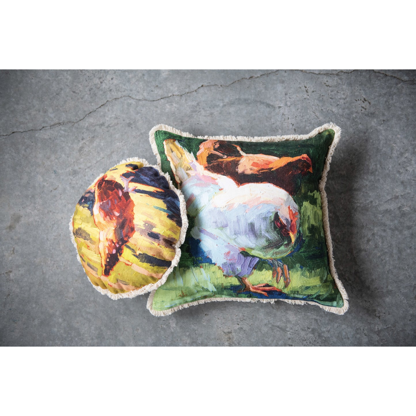 Pillow with Hen Print