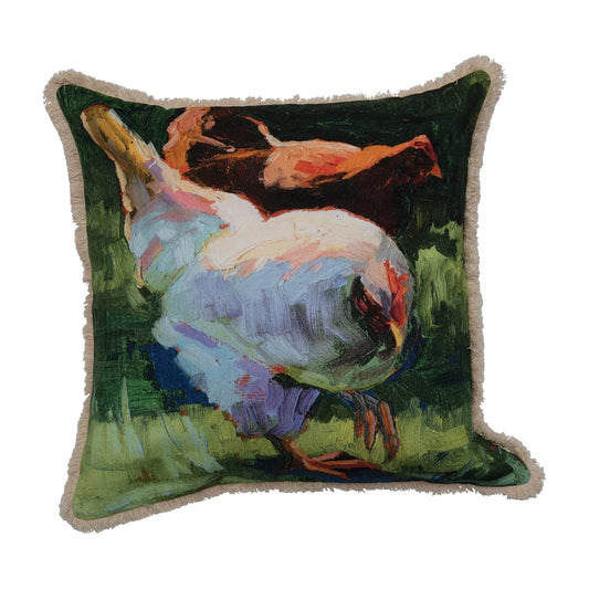 Pillow with Chicken Print