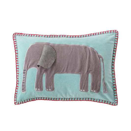 Velvet Pillow with Elephant