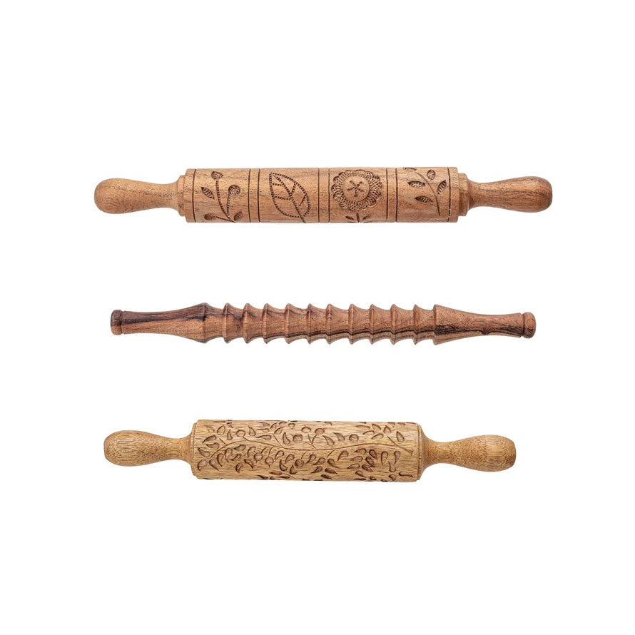 Hand-Carved Wood Rolling Pin