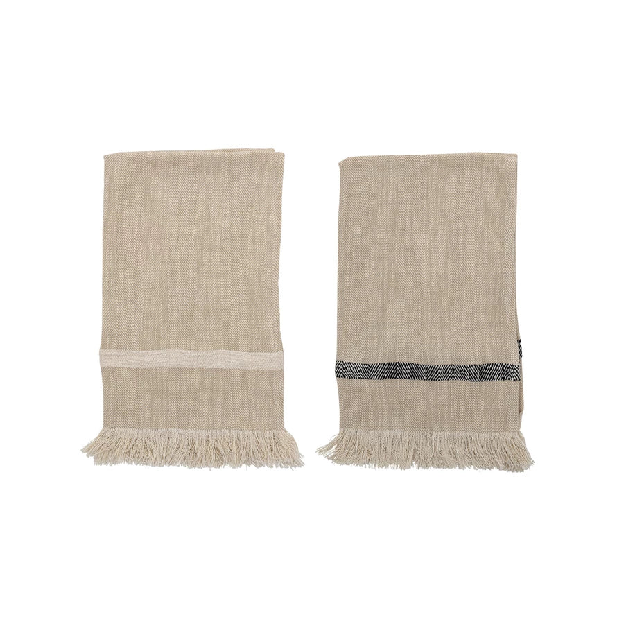 Striped Tea Towels with Fringe