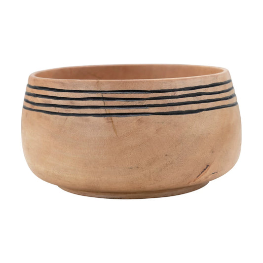 Mango Wood Grooved Bowl