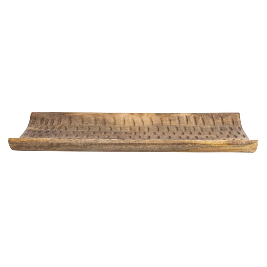 Carved Mango Wood Curved Tray