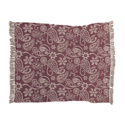 Recycled Cotton Slub Printed Throw w/ Paisley Pattern