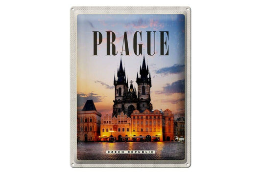 Retro Czech Republic Prague Deco Tin Sign