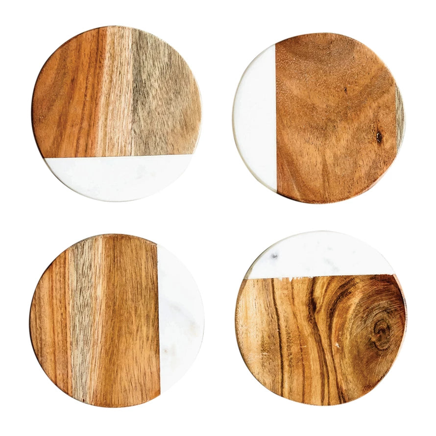 Marble and Mango Wood Coasters