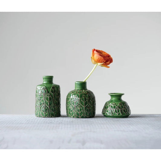 Embossed Stoneware Vases