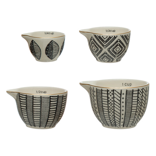 Stoneware Measuring Cups with Pattern