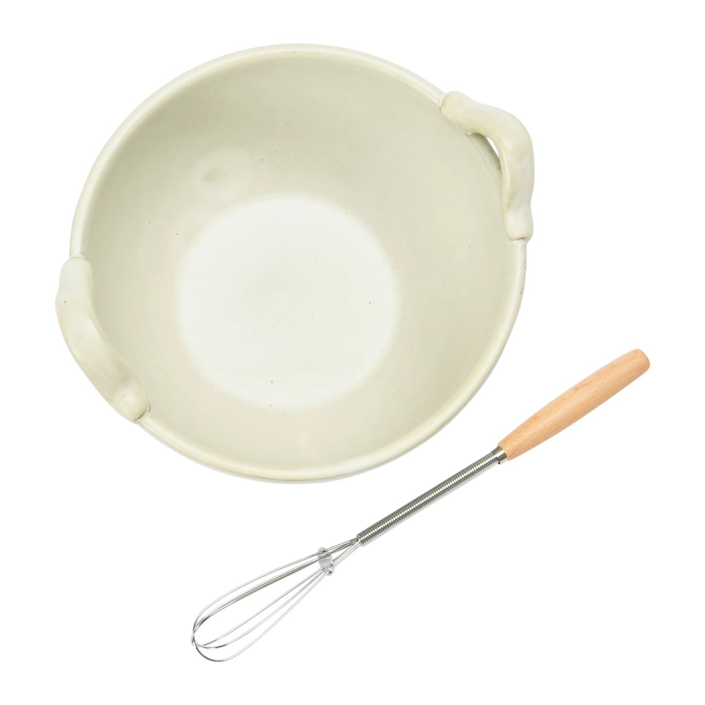 Stoneware Bowl and Metal Whisk Set