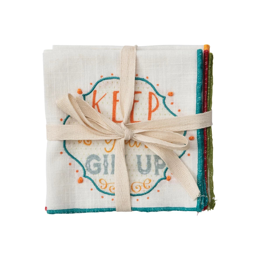 Cotton Printed Napkins with Saying