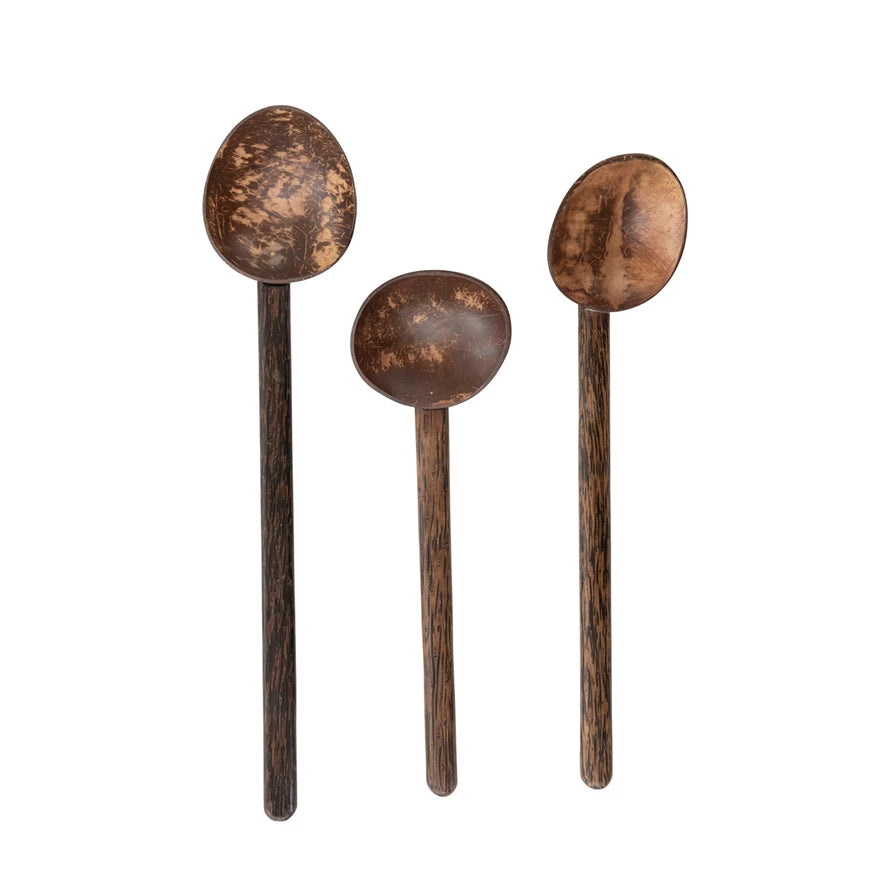 Coconut Shell Spoons with Mango Wood Handle