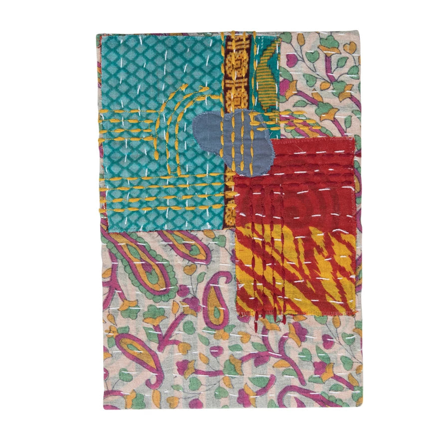 Handmade Cotton Kantha Bound Paper Journal w/ 160 Ruled Pages