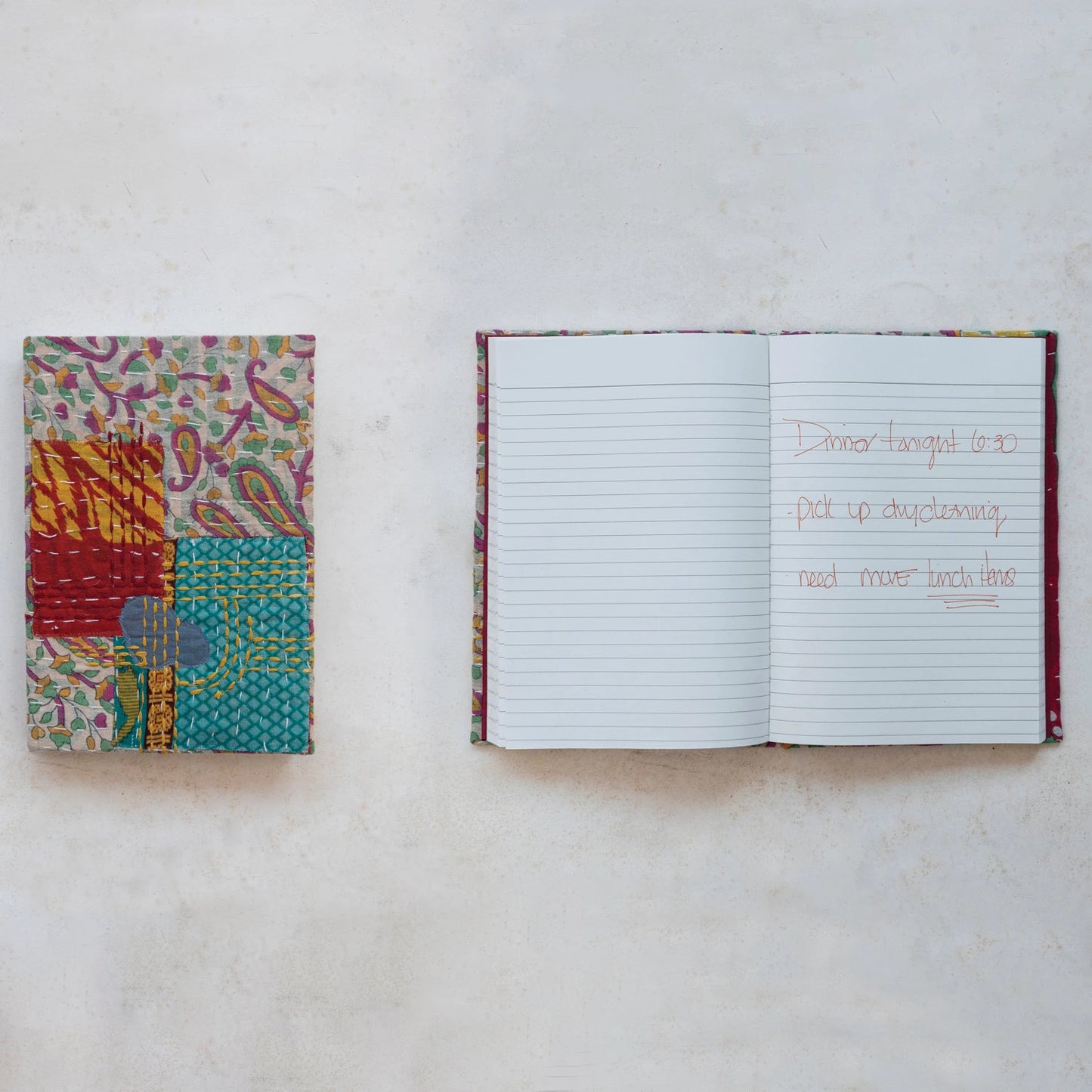 Handmade Cotton Kantha Bound Paper Journal w/ 160 Ruled Pages