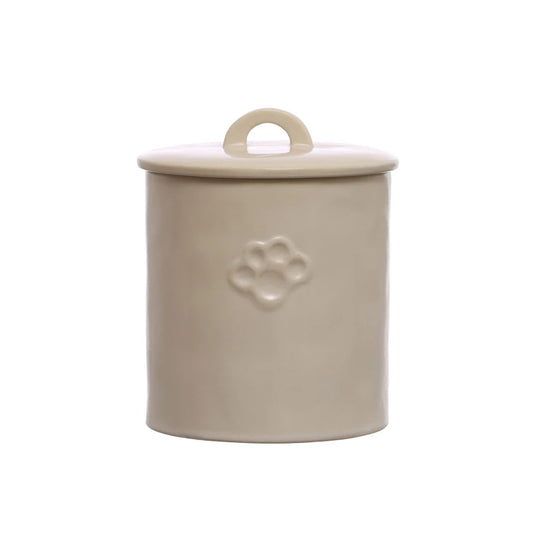 Debossed Stoneware Treat Canister w/ Paw Print