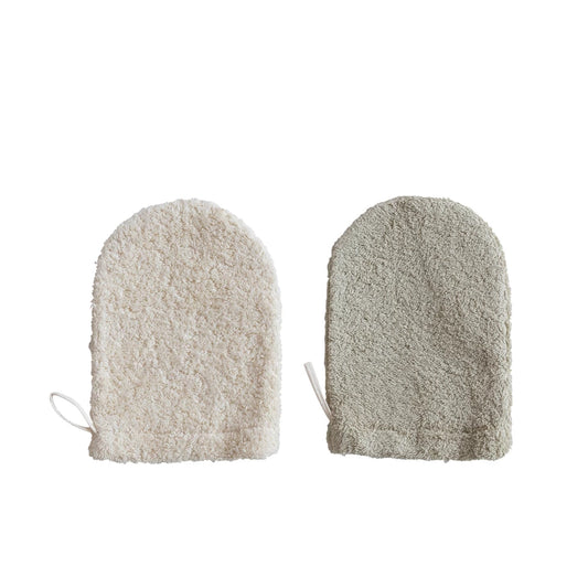 Cotton Terry Cloth Shower Mitt w/ Loop