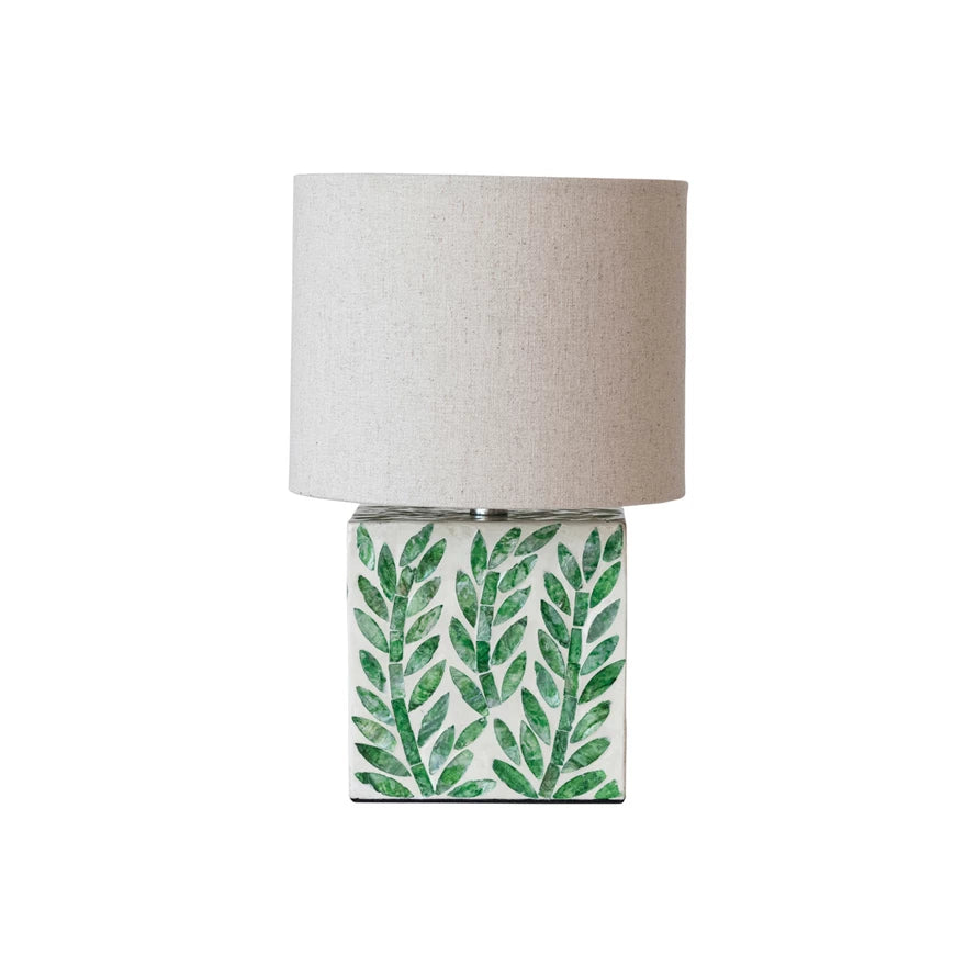 Mother of Pearl Table Lamp w/ Botanical Pattern