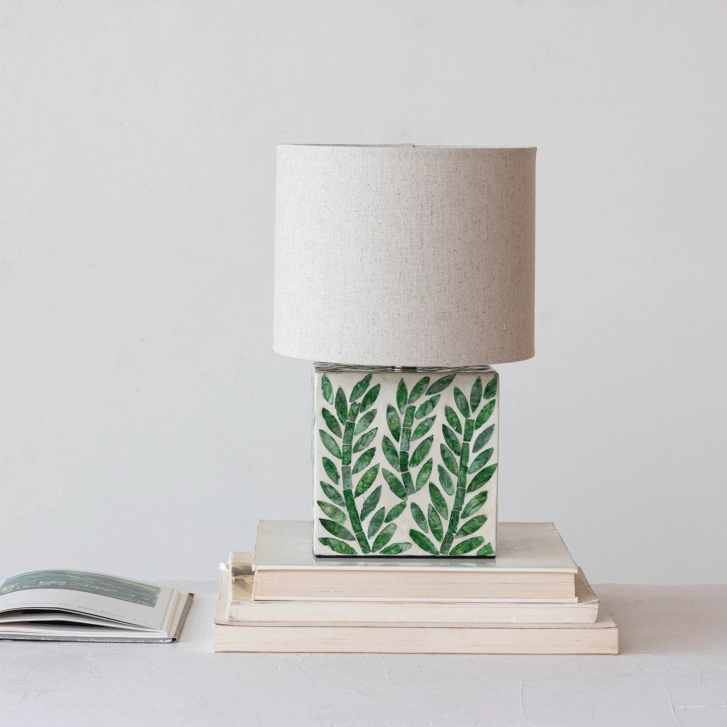 Mother of Pearl Table Lamp w/ Botanical Pattern