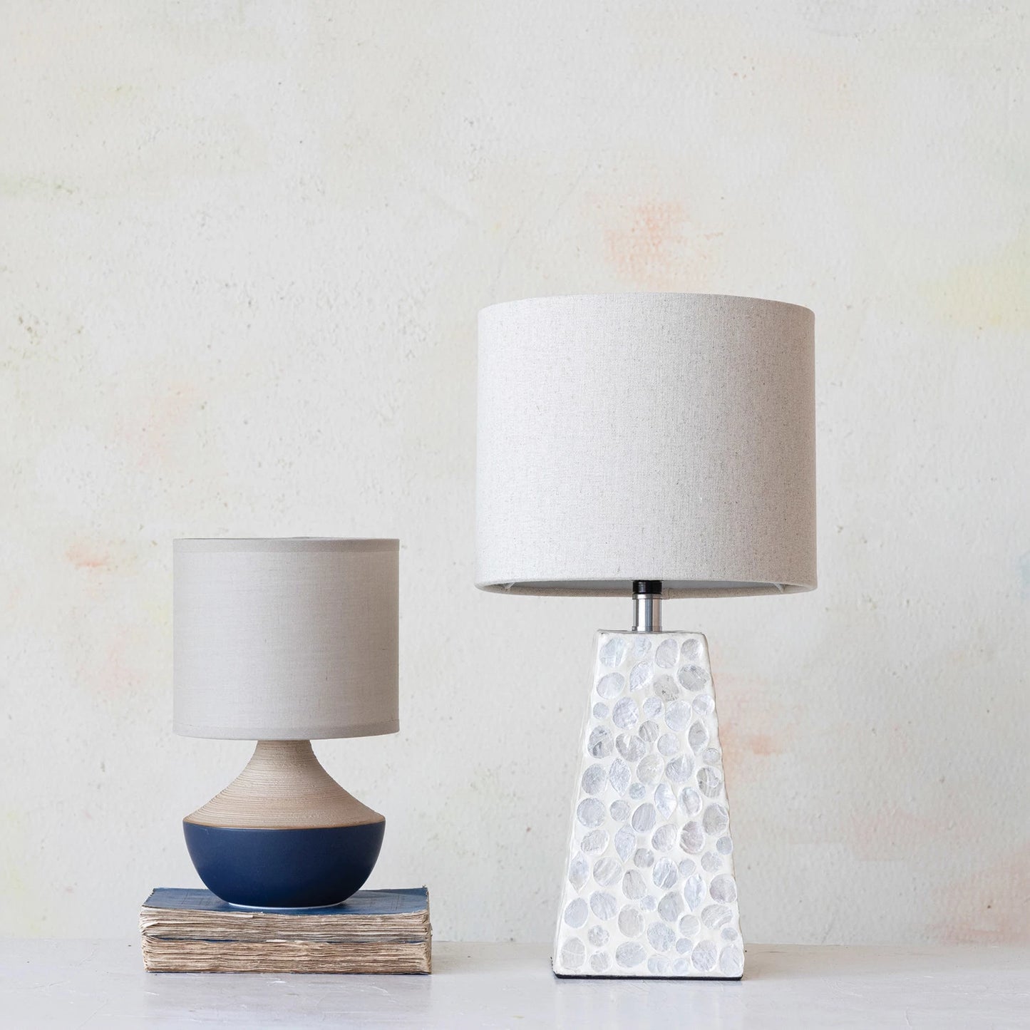 Stoneware Table Lamp w/ Linen Shade