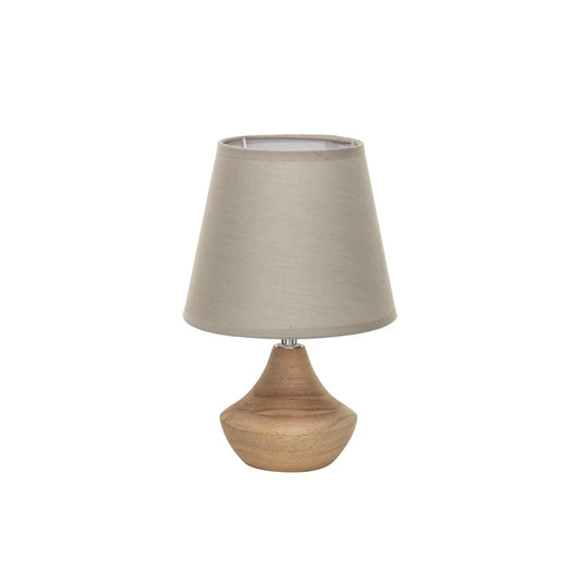 Eucalyptus Wood Table Lamp w/ Linen Shade