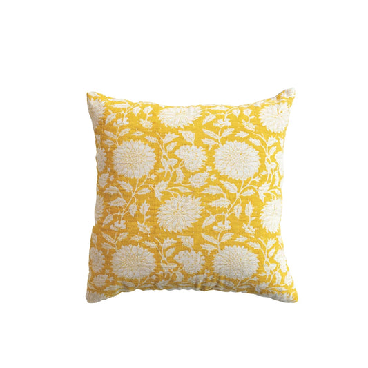 Square Cotton & Linen Voile Block Printed Pillow