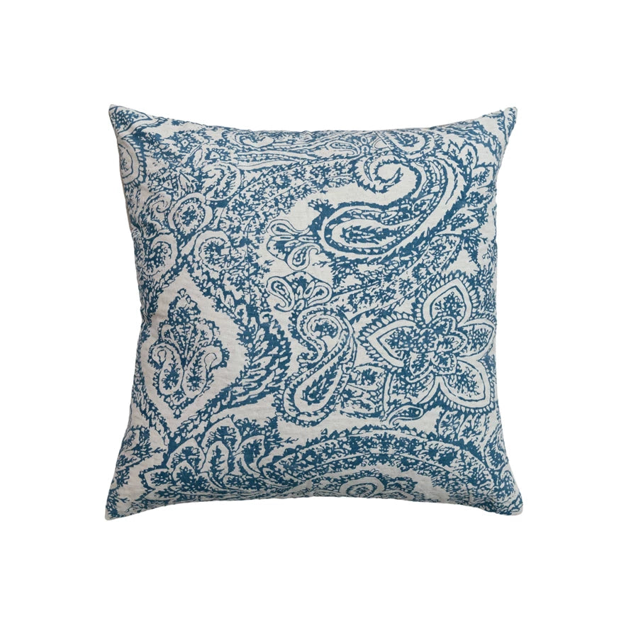 Square Cotton & Linen Printed Pillow w/ Pattern