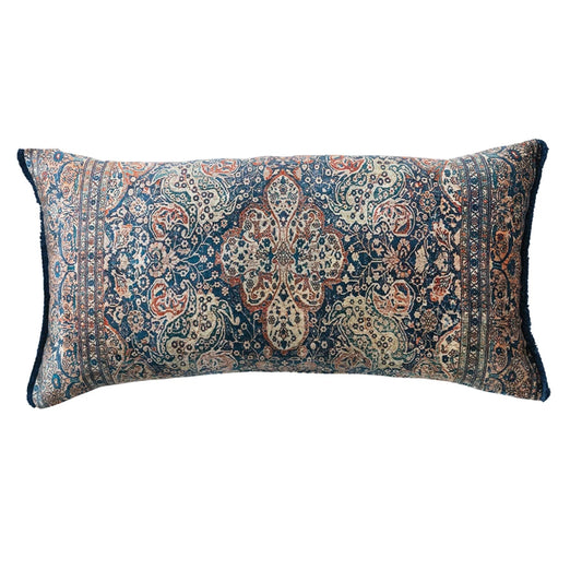 Cotton Blend Velvet Printed Lumbar Pillow