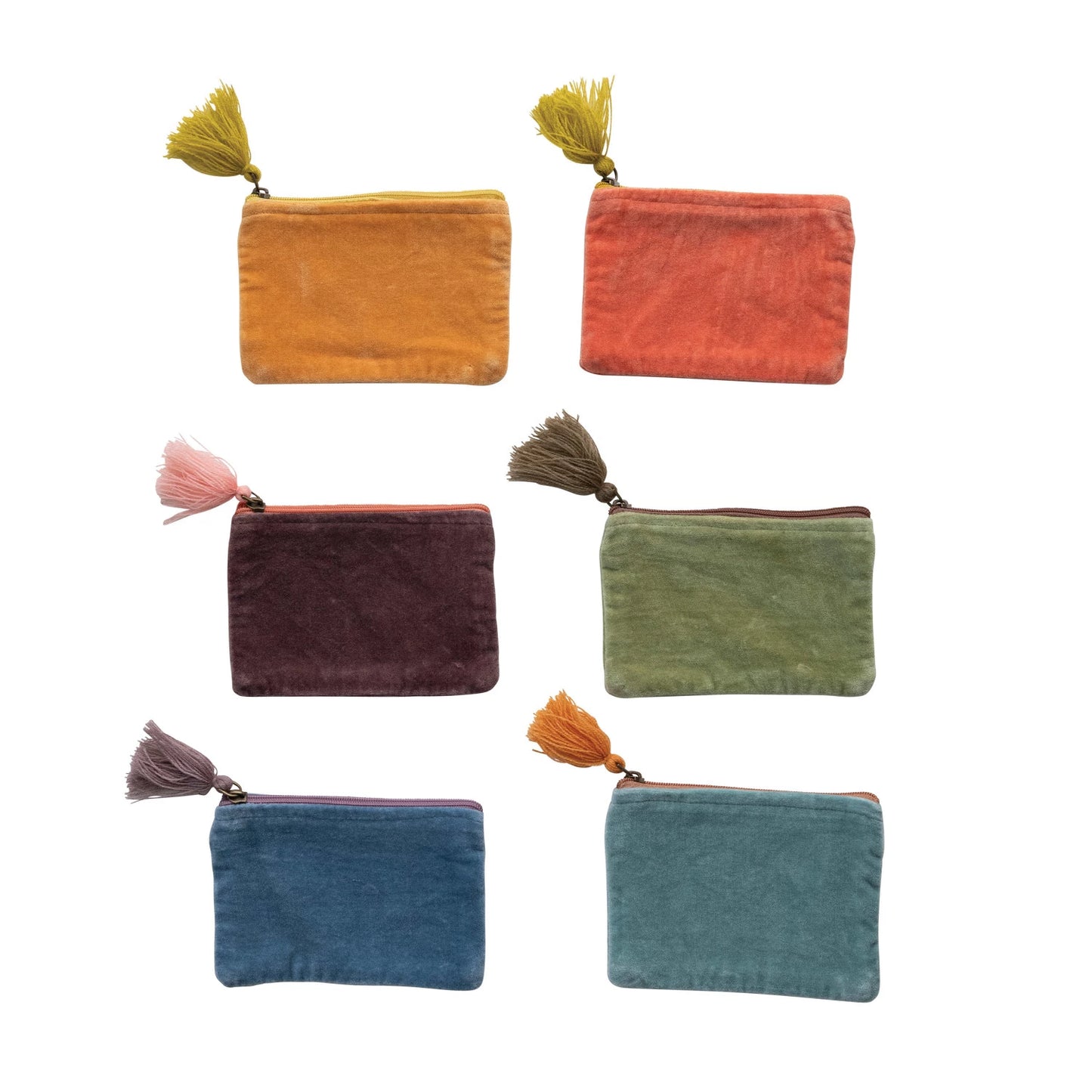 Cotton Velvet Zip Pouch w/ Tassel