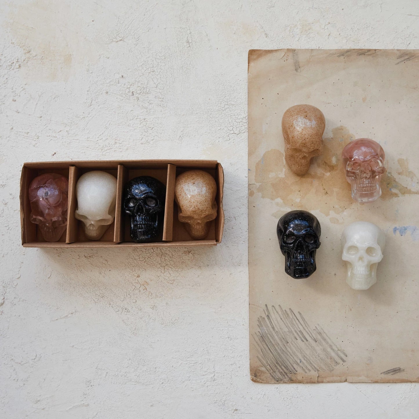 Set of 4 Resin Skulls