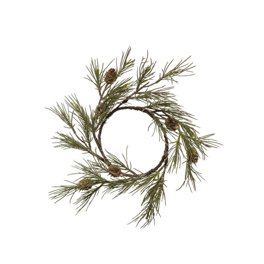 Faux Jack Pine Wreath with Pinecones