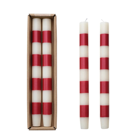 Unscented Taper Candles w/ Stripes