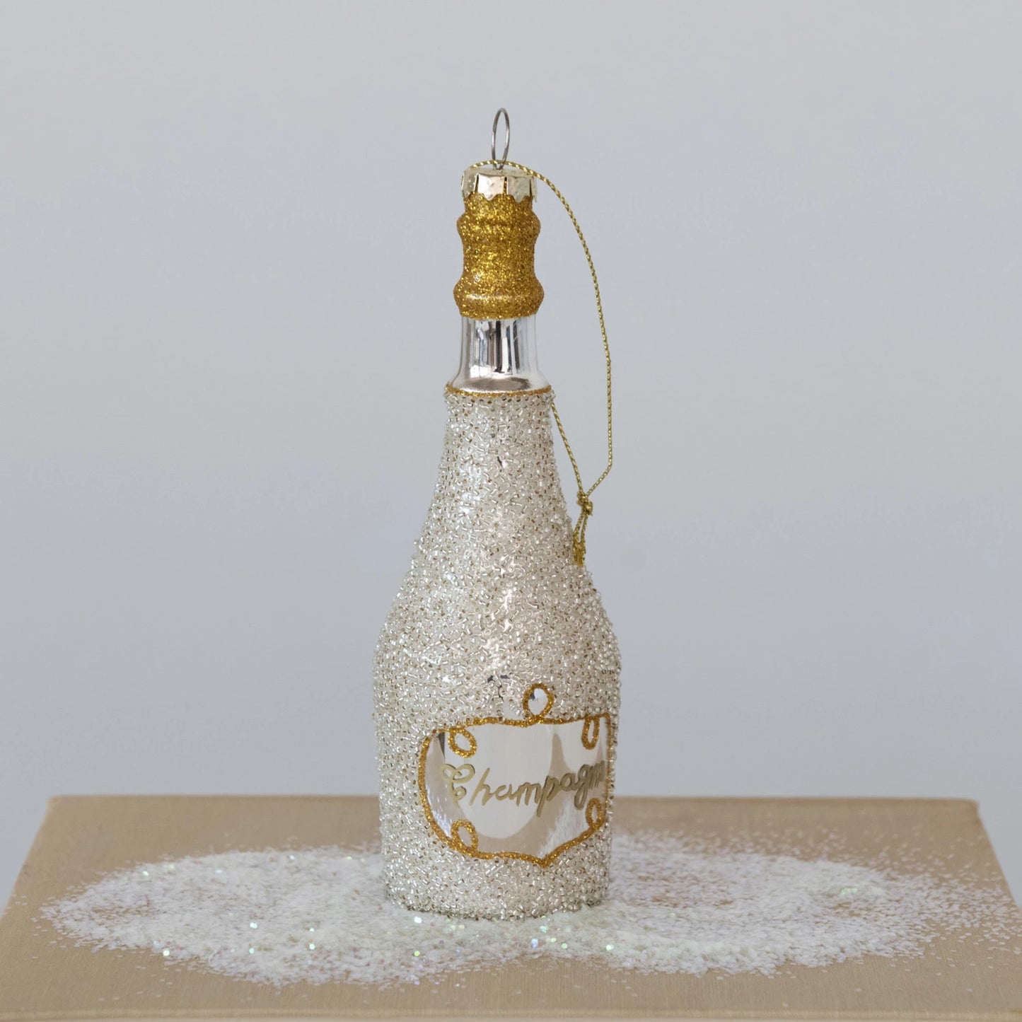 Glass Champagne Bottle Ornament