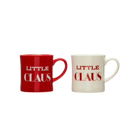 Stoneware Mug "Little Claus", Red & White, 2 Styles