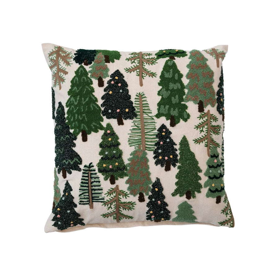 Cotton Slub Embroidered Pillow