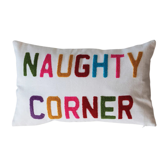 Cotton Slub Lumbar Pillow "Naughty Corner"