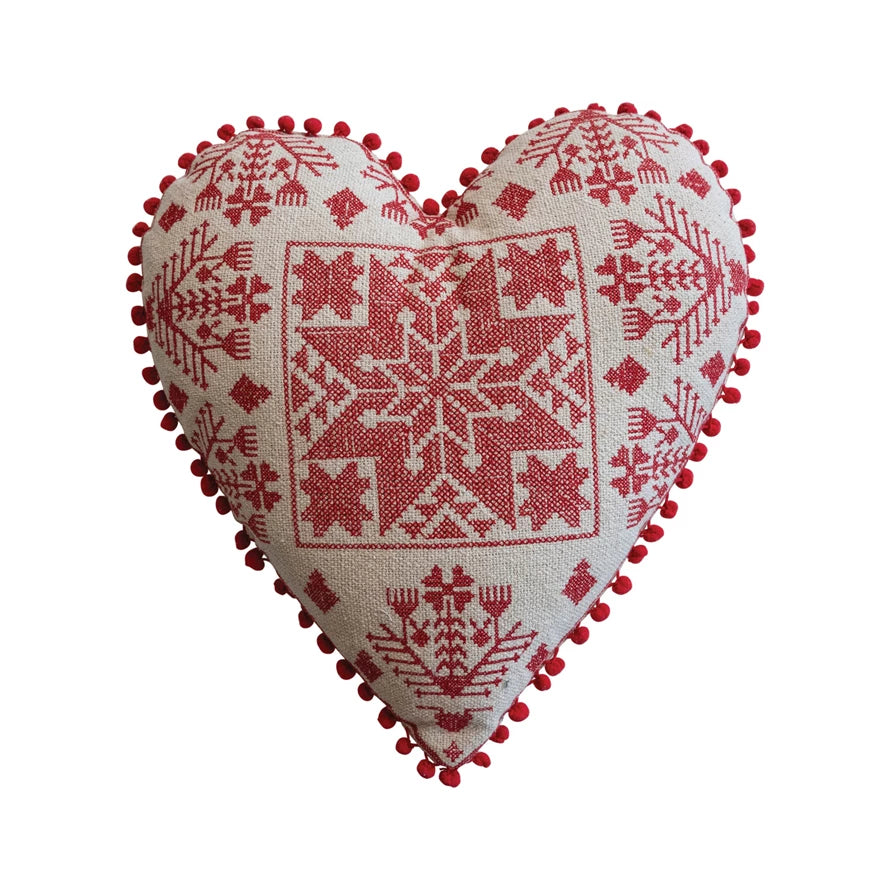 Embroidered Heart Shaped Pillow