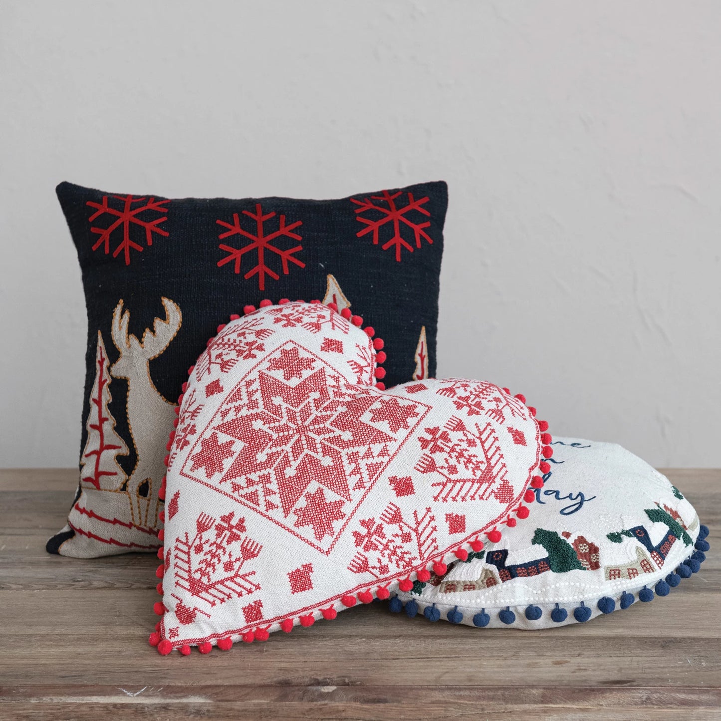 Embroidered Heart Shaped Pillow