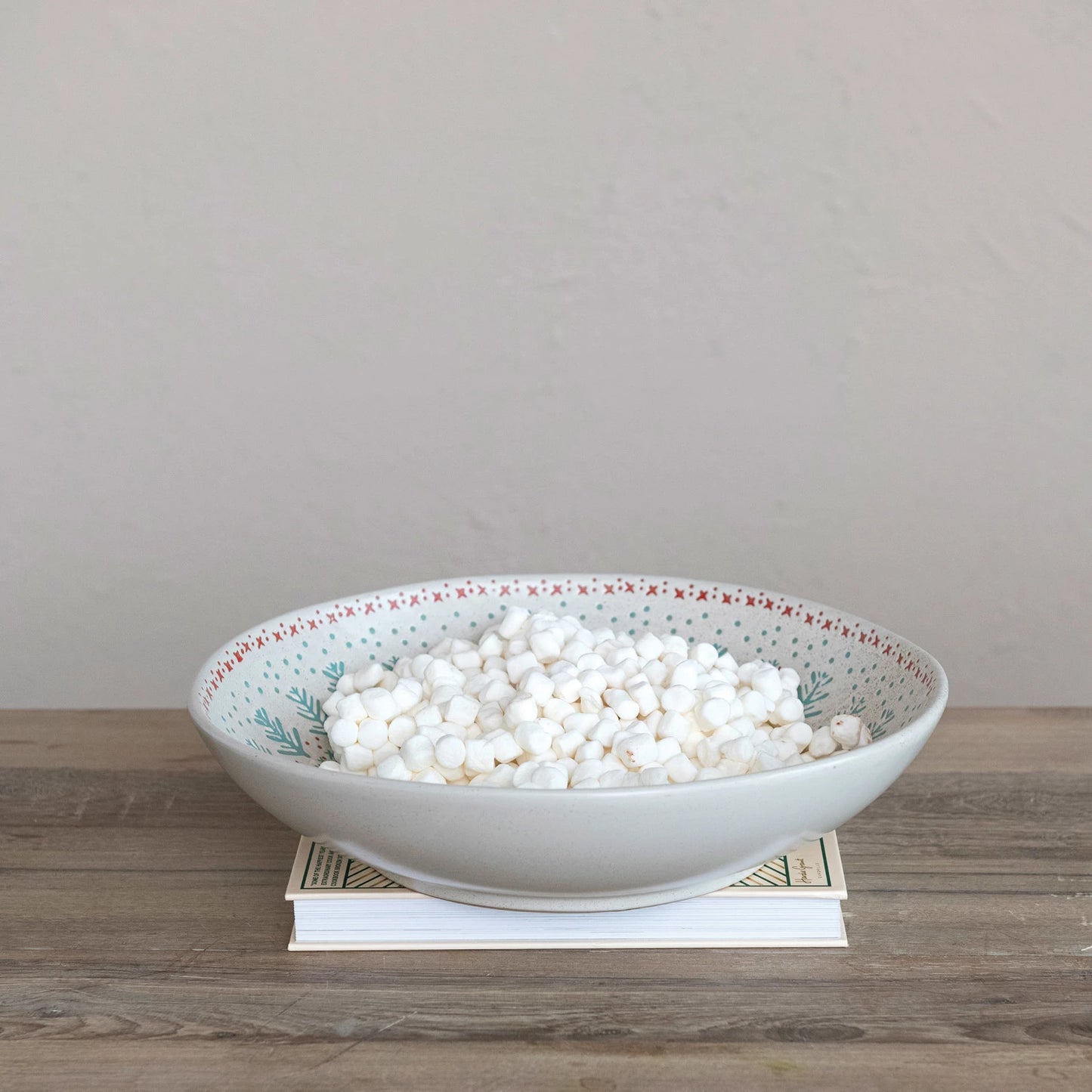 Hand-Stamped Stoneware Serving Bowl