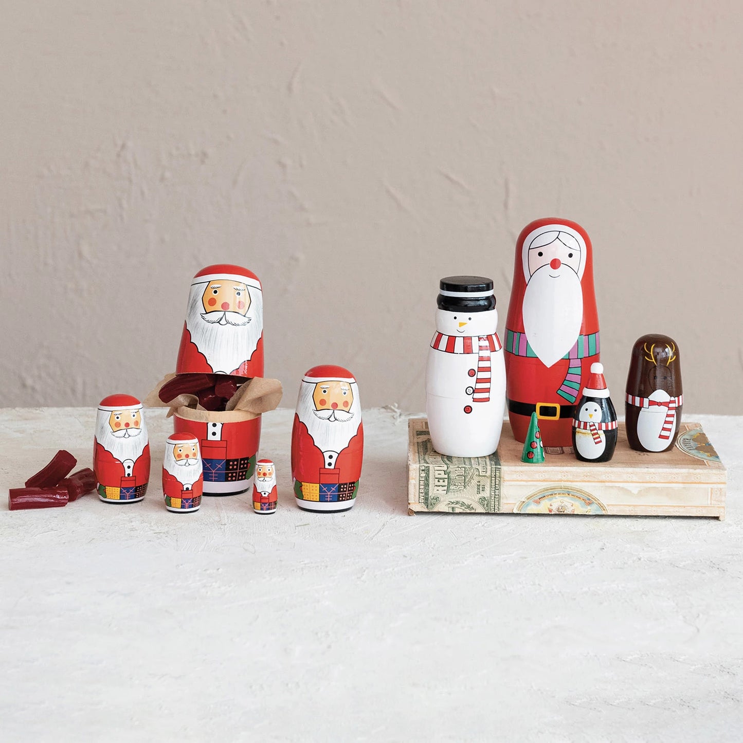 Wood Holiday Icon Nesting Dolls