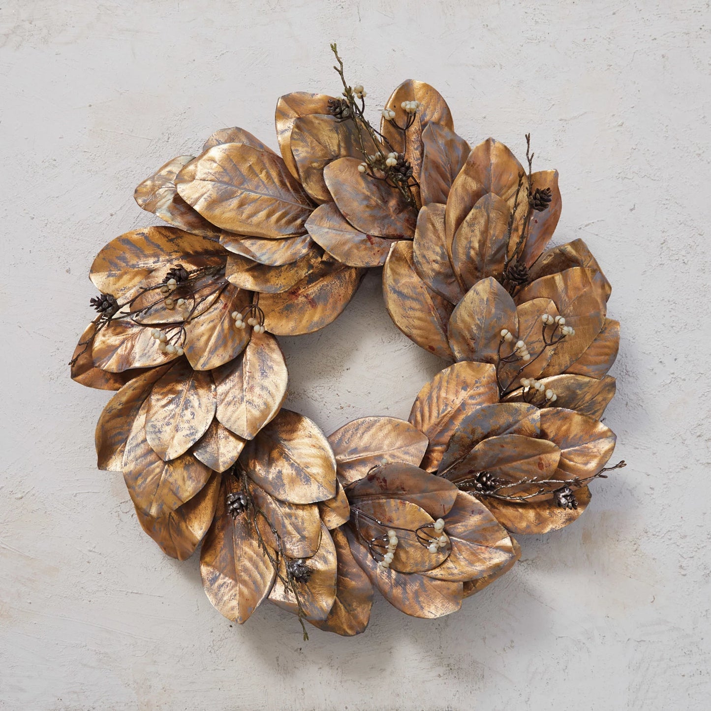 Faux Magnolia Leaf Wreath with Berries