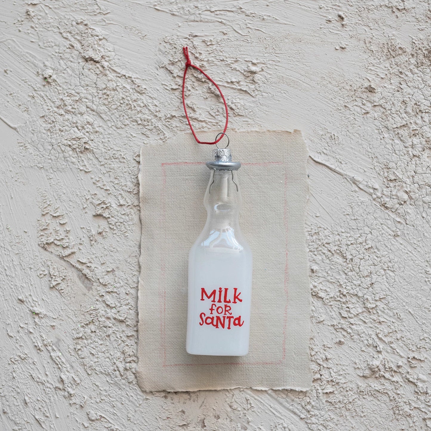 Glass Milk Bottle Ornament "Milk for Santa"