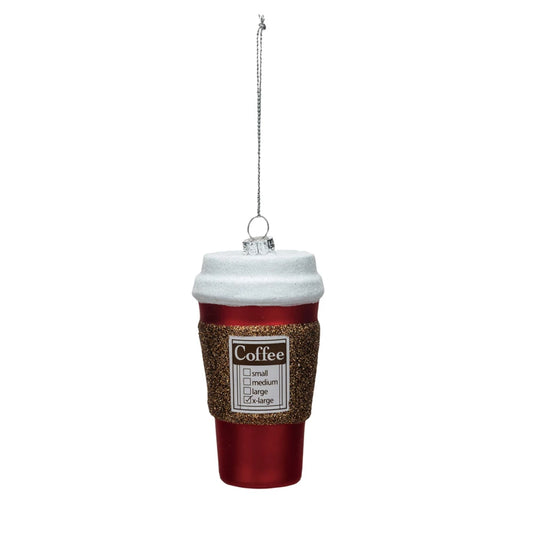 Glass "Coffee" To Go Cup Ornament